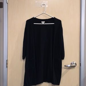 Talbots Petite 3/4 Sleeves Black Cardigan